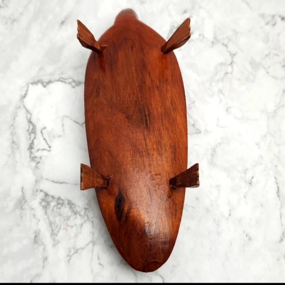 Hand Carved Wood Turtle, 8" Folk Art Decor - Picture 5 of 11
